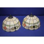 A PAIR OF TIFFANY STYLE LAMPSHADES
