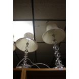 THREE GLASS TABLE LAMPS