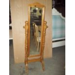A SOLID PINE FULL LENGTH DRESSING MIRROR