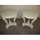 TWO CREAM OCCASIONAL SIDE TABLES