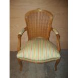 A FRENCH STYLE RATTANOCCASIONAL BEDROOM CHAIR