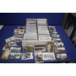TWO TRAYS OF ASSORTED POSTCARDS AND PHOTOGRAPHS IN MANY HUNDREDS, to include vintage examples from