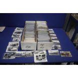 TWO BOXES OF POSTCARDS AND PHOTOGRAPHS IN MANY HUNDREDS, to include Transport including Trains, Cars