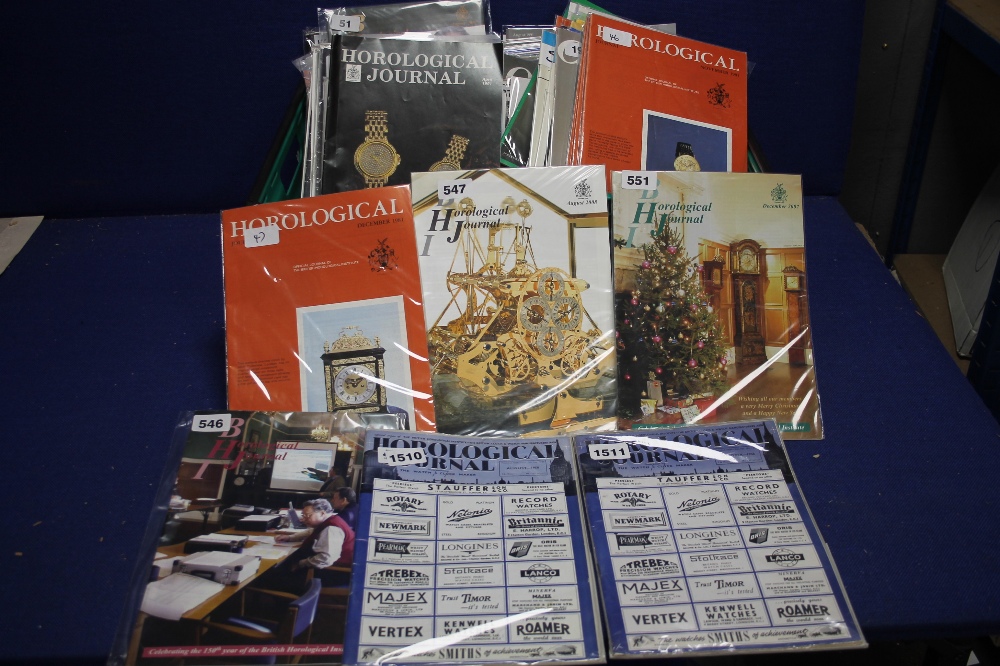 A TRAY OF MAGAZINES, relating to clocks (horological journal) etc