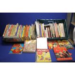 TWO TRAYS OF CHILDREN'S ANNUALS, to include Hotspur, Dandy, Champion etc