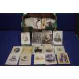 A TRAY CONTAINING APPROXIMATELY 500 CABINET PHOTOGRAPHS/ CARDS