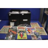 TWO BOXES OF ASSORTED DC AND MARVEL COMICS ETC