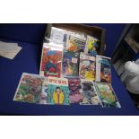 A TRAY OF MISCELLANEOUS COMICS to include Sheena, Open Space, Optic Nerve, Black dog, Herbie, The