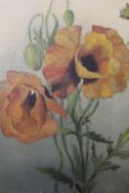 D.W.P. - AN OIL ON BOARD STILL LIFE STUDY OF FLOWERS