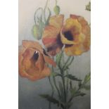 D.W.P. - AN OIL ON BOARD STILL LIFE STUDY OF FLOWERS