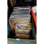 A TRAY OF ASSORTED LP, SINGLES AND 78 RPM RECORDS ETC, TO INCLUDE ELVIS PRESLEY, EASY LISTENING ETC