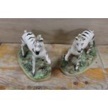 A PAIR OF 19TH CENTURY STAFFORDSHIRE STUDIES OF ZEBRAS