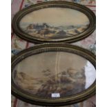 A PAIR OF 19TH CENTURY OVAL CONTINENTAL LANDSCAPES