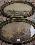 A PAIR OF 19TH CENTURY OVAL CONTINENTAL LANDSCAPES