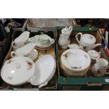 TWO TRAYS OF ROYAL WORCESTER FLORAL GILT TEA AND DINNERWARE