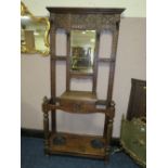 A CARVED OAK VICTORIAN HALLSTAND H-199 CM