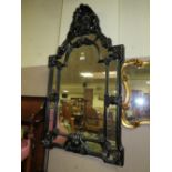 A MODERN BLACK HANGING WALL MIRROR H-113 CM