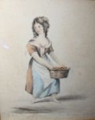 ENGLISH SCHOOL (XIX). A working girl, inscribed 'Painted by Tom Moore's Daughter, from Mrs Nelson to