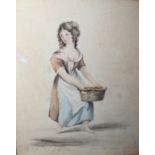 ENGLISH SCHOOL (XIX). A working girl, inscribed 'Painted by Tom Moore's Daughter, from Mrs Nelson to