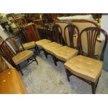 A SET OF SIX ANTIQUE MAHOGANY WHEATSHEAF DINING CHAIRS