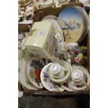 TWO TRAYS OF ASSORTED CERAMICS ETC TO INCLUDE TWO ROYAL ALBERT MONTHS OF THE YEAR TRIOS - AUGUST &