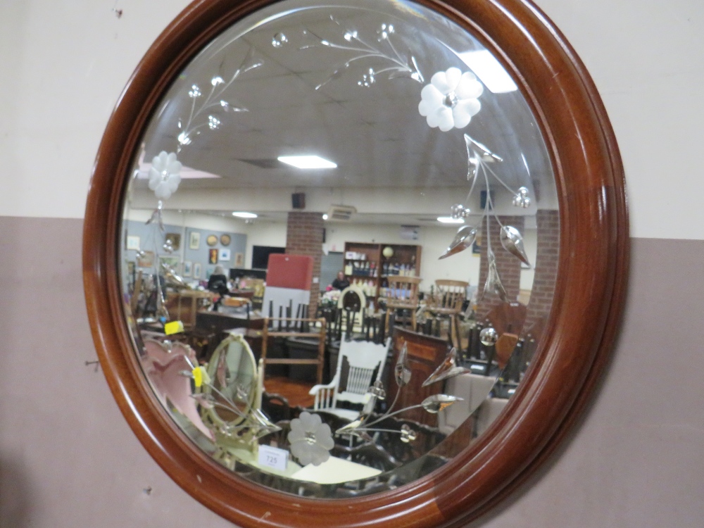 A LARGE CIRCULAR ETCHED MIRROR AND A GILT EXAMPLE - Image 3 of 4