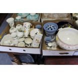 TWO TRAYS OF ASSORTED CERAMICS ETC TO INCLUDE WEDGWOOD BIANCA, A WEDGWOOD JASPERWARE FLOWER VASE