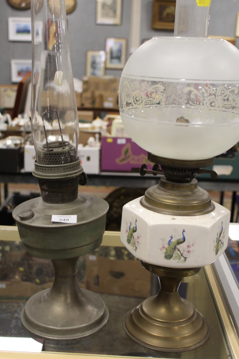 TWO VINTAGE OIL LAMPS