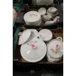 TWO TRAYS OF ASSORTED ROYAL DOULTON 'PILLAR ROSE' PATTERN DINNERWARE ETC