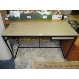 A MODERN METAL FRAMED DESK W-130 CM