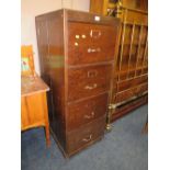 A VINTAGE WOODEN FOUR DRAWER FILING CHEST