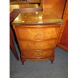 A 20TH CENTURY WALNUT THREE DRAWER CABINET