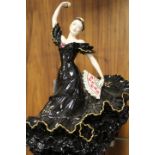 A COALPORT LIMITED EDITION FIGURINE - FLAMENCO, IN BLACK