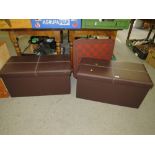 A PAIR OF MODERN STORAGE STOOLS TOGETHER WITH A PINE CHEST (3)