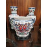 A SET OF TWO FRANKLIN MINT ORIENTAL THEMED PORCELAIN VASES 'THE JOURNEY OF THE HEAVENLY TORTOISE AND