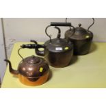 THREE ASSORTED COPPER KETTLES