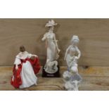 A ROYAL DOULTON FIGURINE 'SARA', TOGETHER WITH A LLADRO AND A NAO FIGURE PLUS ANOTHER (4)