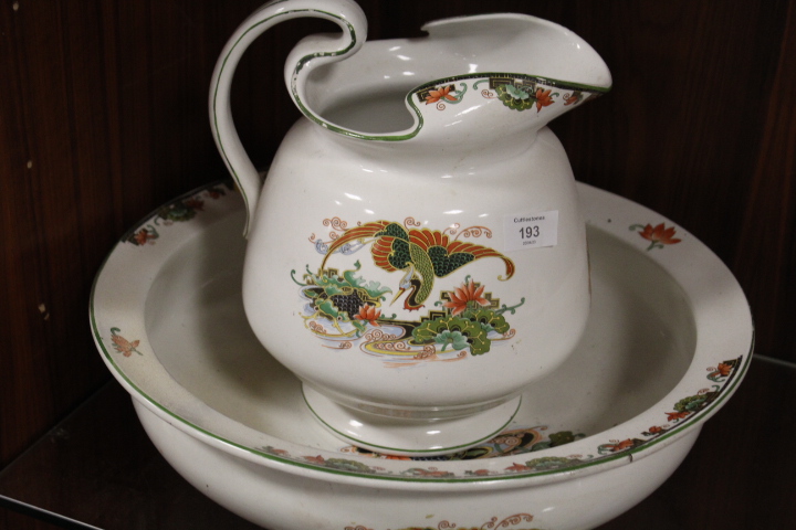 A VINTAGE CERAMIC JUG AND BOWL SET