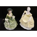 A ROYAL DOULTON FIGURINE SANDRA TOGETHER WITH BOXED COALPORT FIGURINE EMILY (2)