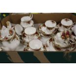 A TRAY OF ROYAL ALBERT OLD COUNTRY ROSES TEAWARE ETC