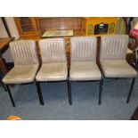 TWO PAIR OF MODERN GREY LEATHER DINING CHAIRS