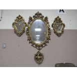 A SELECTION OF FOUR MODERN GILT MIRRORS