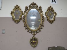 A SELECTION OF FOUR MODERN GILT MIRRORS
