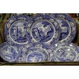 A BOX OF SPODE 'ITALIAN' PATTERN BLUE AND WHITE PLATES
