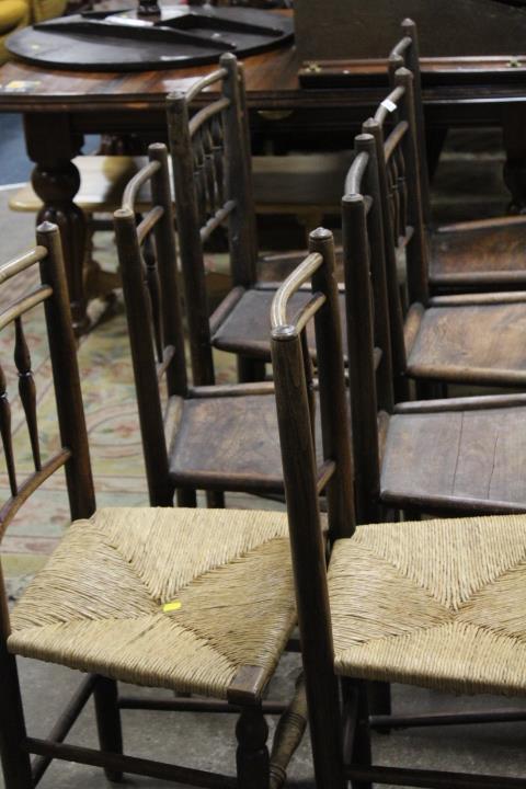 A COLLECTION OF EIGHT ASSORTED ANTIQUE CHAIRS TO INCLUDE PUSH SEAT AND SPINDLE BACK EXAMPLES - Image 3 of 5