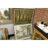 TWO LARGE FRAMED WOODLAND SCENES (2)