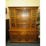 A MODERN OAK GOTHIC STYLE DRESSER H-196 W-157 CM