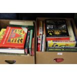 TWO TRAYS OF ASSORTED BOOKS TO INCLUDE DINKY TOY BOOKS ETC