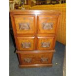 AN EDWARDIAN BANK OF FIVE DRAWERS S/D