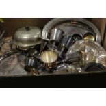 THREE BOXES OF METALWARE TO INCLUDE BRASS AND COPPER ITEMS